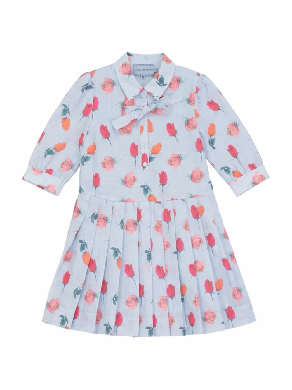 Girls Rose Print Loose-Fit Dress